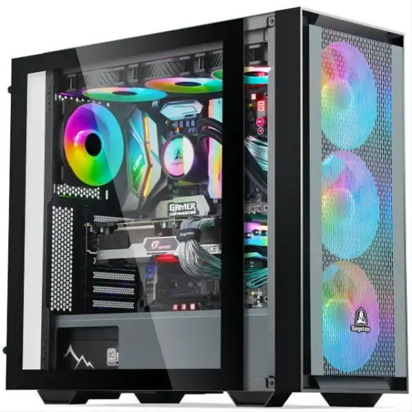 RGB Desktop PC Computer, AMD Ryzen 5 3400G up to 4.2GHz, 16G DDR4, 512G SSD, WiFi 6 & BT 5.2, RGB Fan x6, RGB Keyboard
