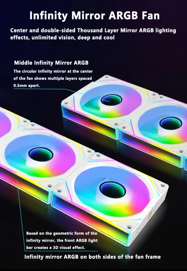 ICE Whale WX-2 ARGB Wireless Splicing Fan 12CM Air-Cooled Cooling Chassis Component 1800RPM Chassis Fan