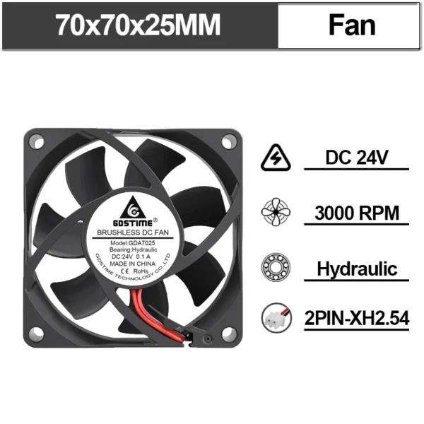 5PCS Gdstime 70x70x15mm DC 24V 12V 5V  70mm x 15mm 2Pin 7cm PC Case Radiator Silent Cooler Brushless Cooling Axial Fan 7015