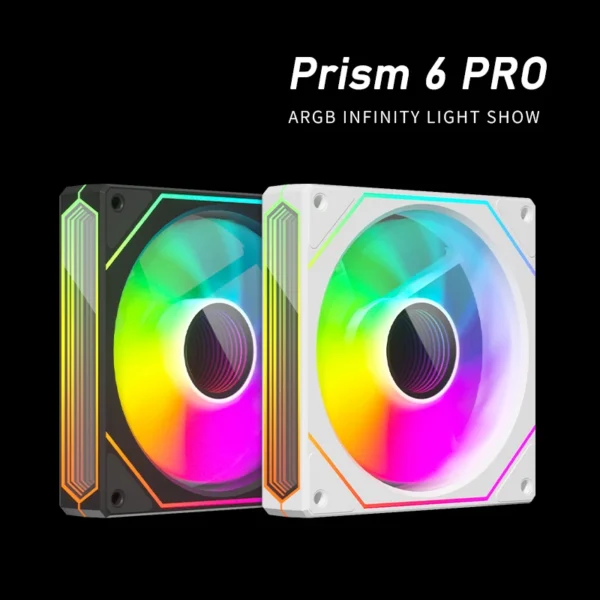Zezzio Prism 6 PRO 120mm PC Case Fan ARGB 12V 4PIN PWM Air Cooler CPU Cooling Fan 3-sided Infinite MirrorCompute Chassis Fan