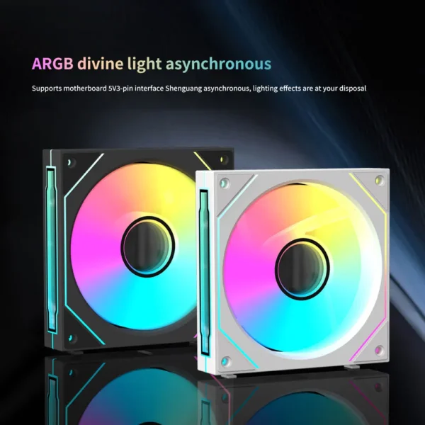 Coolcirc Cableless PC Case Fan 12V/4Pin PWM 800-1800RPM Silent 5V/3Pin ARGB Triple Pack 120mm Ventilator Use for Water Cooling