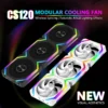 JUMPEAK CS120 ARGB Cooling Fan 360mm Modular Stackable Splicing PWM Silent 120mm RGB Fans Kit For Gaming PC Case Water Cooler