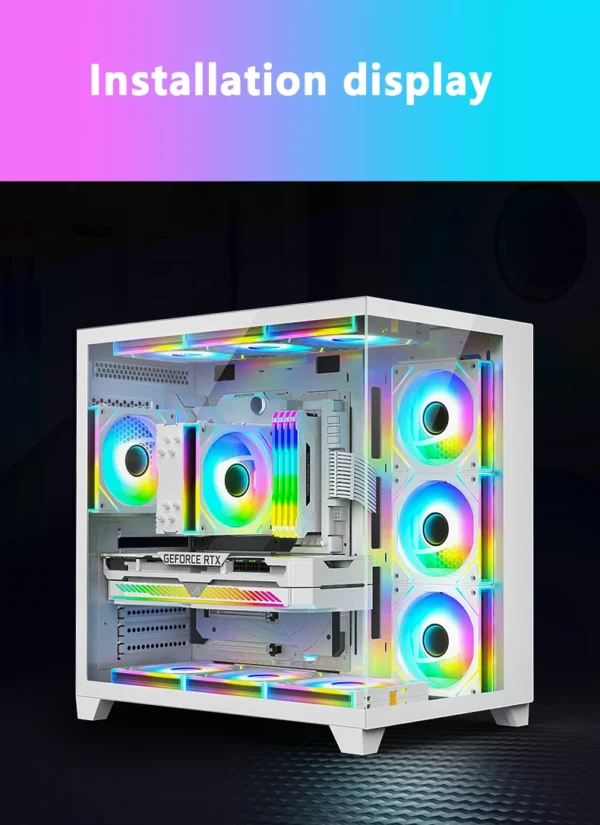 ICE Whale WX-2 Wire-Splicing PC Case Cooling Fan ARGB Mirror Cycle Light Effect 600-1800RPM PWM Water Cooling 360mm Cooler Fan