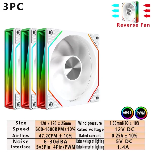 ARGB PC Case Fan 120mm Infinity Mirror Design Motherboard Lighting Sync 4PIN PWM CPU Cooler Fan ventilador Air-cooler mute fans