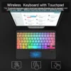 RGB Rainbow Backlit Wireless Bluetooth Keyboard Touchpad and Mouse Wireless Spanish Korean Keyboard for iPad Laptops Tablet PC