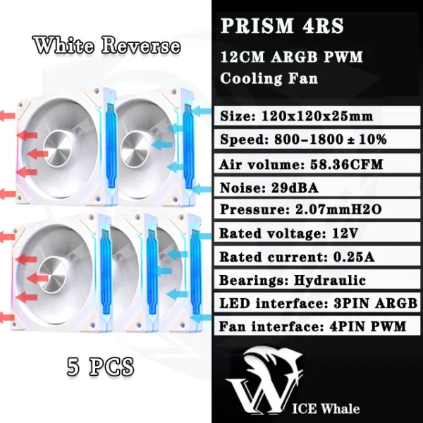 ICE Whale Prism 4RS ARGB PC Case Fan 120mm Infinity Mirror Design Motherboard Lighting Sync 4PIN PWM CPU Cooler Fan ventilador