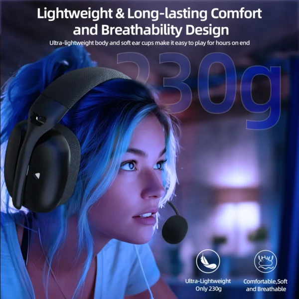 ATTACK SHARK L80PRO Wireless Gaming Headset 2.4G/BT/Wired Ultra-Light 40mm Drivers Low Latency Headphone for PC PS5 Switch Xbox