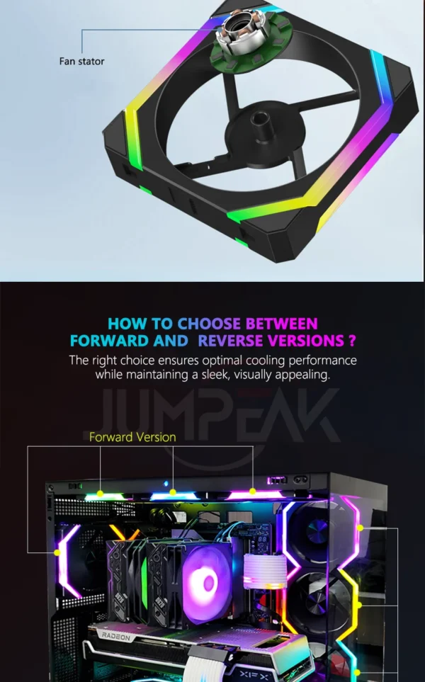 JUMPEAK CS120 ARGB Cooling Fan 240mm Modular Stackable Splicing PWM Silent 120mm RGB Fans For Gaming PC Case CPU Water Cooler