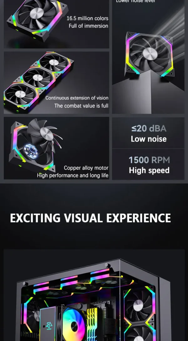 UPSIREN ZF-120 PC Fan ARGB 120mm 4Pin PWM Quiet Cooling Computer Case Fan 12V Large Air Volume gaming accessories ventilador