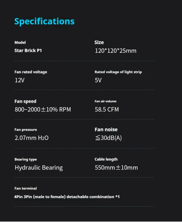 Star Brick P1 Jungle Leopard Interstellar SE Building Block Fan Triple ARGB 12cm Desktop Computer Wireless splicing fan