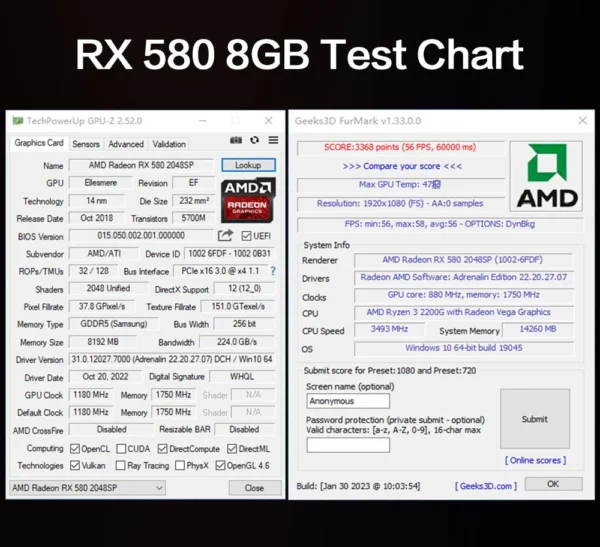 MLLSE AMD RX 580 8GB 2048SP Gaming Graphics Card GDDR5 256Bit PCI-E 3.0 ×16 8Pin Radeon GPU Rx 580 Video Card Placa De Video