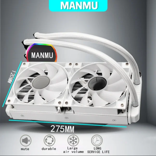 Manmu 240mm Liquid CPU Cooler 4pin PWM Fan 120mm RGB / AC Intergrated Water Cooling AM5 AM4 Intel 115x/1200/1700/2011/2066