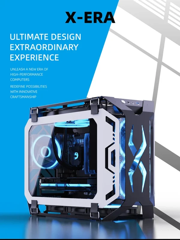 Lovingcool New Design Open Style Gaming Chassis Tempered Glass Micro ATX Mini ITX Computer RGB Casing Desktop PC Case with Fan