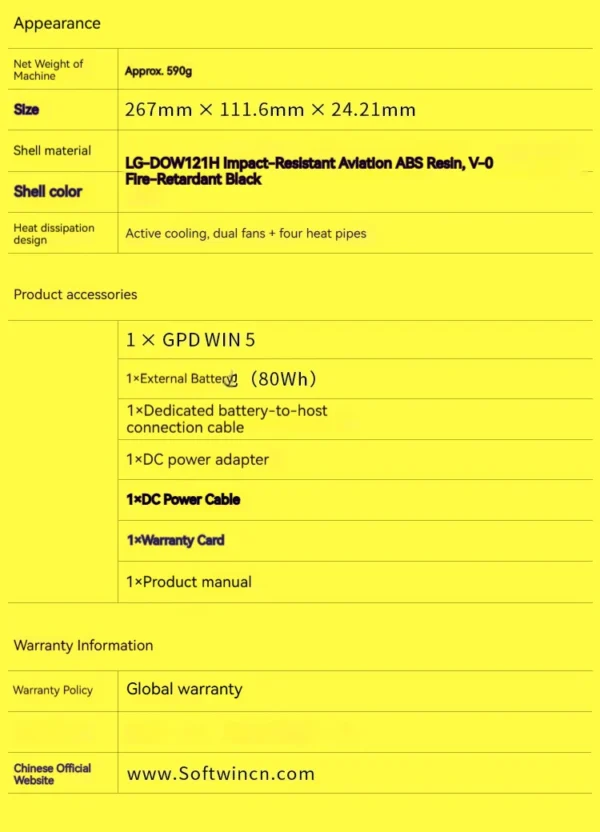 New GPD Win5 7" 120Hz 1080P LTPS Screen Handheld Gaming Console AMD395 M.2 2280 SSD Windows11 RGB Ergonomic Handheld Game Player