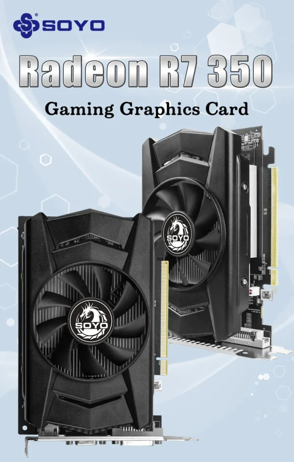 SOYO AMD Radeon R7 350 4GB Graphics Card DDR5 Memory 128Bit HDMI-compatible VGA DVI Video Card for Desktop Computer Components