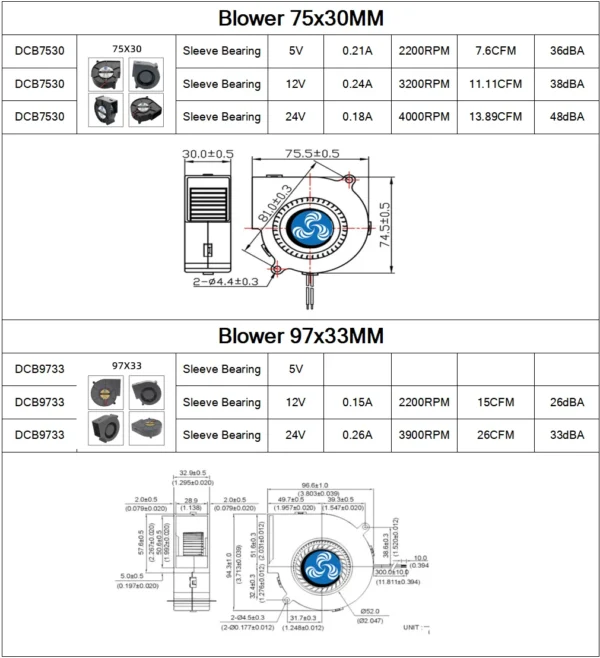 30MM 40MM 50MM 60MM 75MM 97MM Cooling Fan Brushless Motor Case Fan Blower Fan Humidifier FanInduction Cooker Fan DC5V 12V 24V