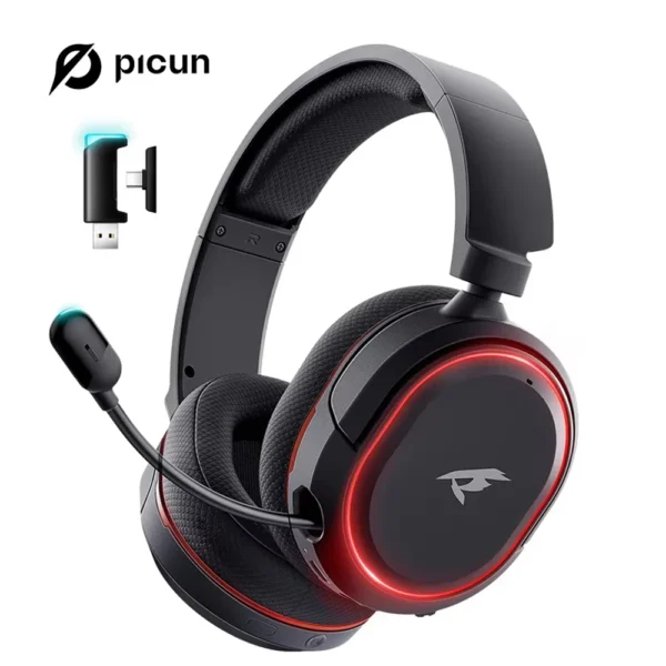 Picun G2 2.4G Wireless Gaming Headset Bluetooth Headphones 5ms Low Latency 7.1 Surround ENC Mic For PC PS4 PS5 Phone Switch