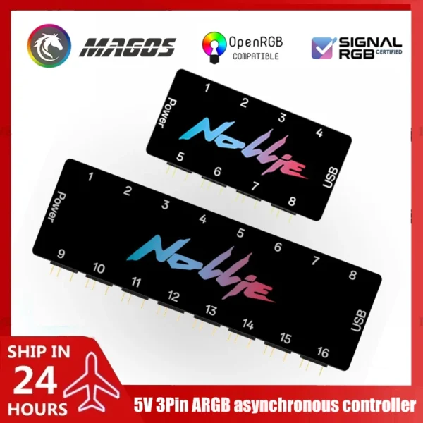 Nollie RGB Asynchronous Controller HUB 8/16 Ways Addressable ARGB Splitter Support Software Signal-RGB/OpenRGB Management