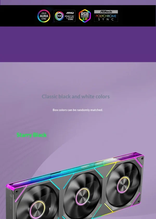 WJCOOLMAN Starlink 120/240/360 Conjoined structure PC fan ARGB PWM Speed Control Computer Silent Case Fan easy to install