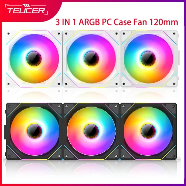TEUCER JM-1 Case Fan Water Cooling 360mm Cooler Fan PC Cooling Fan 120mm 800-2000RPM PWM ARGB Mirror Cycle Light Effect Case Fan