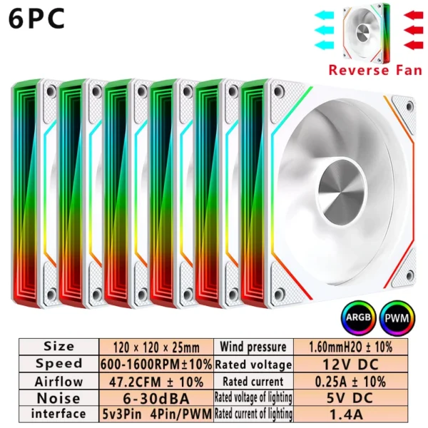 ARGB PC Case Fan 120mm Infinity Mirror Design Motherboard Lighting Sync 4PIN PWM CPU Cooler Fan ventilador Air-cooler mute fans