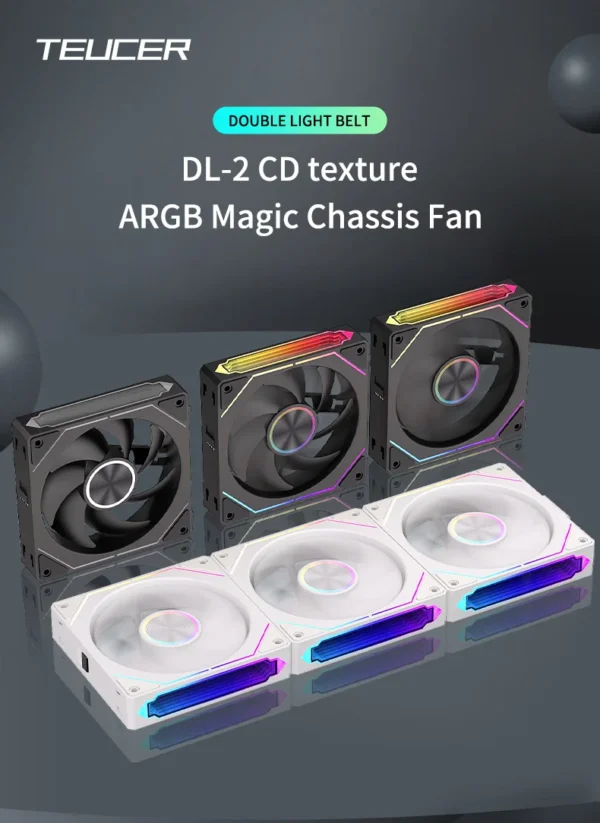 TEUCER DL-2 ARGB PC Fan 3-in-1 Case Fan Compatible with 240 360 Water Cooling Radiator Wireless Cooling Fan Kit