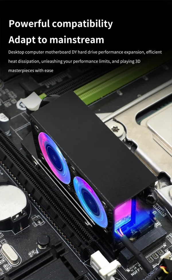TISHRIC RGB SSD M2 Radiator With Two Fans Cooling 7000RPM 3Pin M.2 Hard Disk Heatsink For Desktop PC NVMe NGFF M.2 2280 SSD