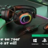 Fifine Dynamic RGB Gaming Headset with Mic Over-Ear Headphones 7.1 Surround Sound PC PS4 PS5 3 EQ Options Game Movie Music - H6