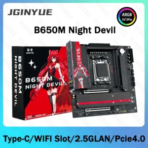 JGINYUE B650M Night Devil Motherboard Supprot Ryzen 7500F/7600X/9600X/7700/7800X3D CPU 2*16GB DDR5 6000Mhz No WiFi B650 M-ATX