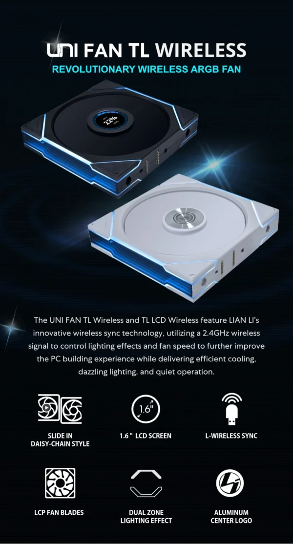 Lian-Li UNI FAN TL Wireless LCD 140 Single Pack NO CONTROLLER