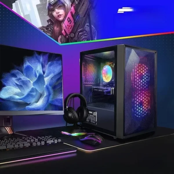 Popular.Prebuilt Gaming PC Desktop, AMD Radeon RX 550 4G GDDR5, Core I5 3.3Ghz up to 3.7Ghz, 16G Ram, WiFi, BT 5.0, RGB Mo