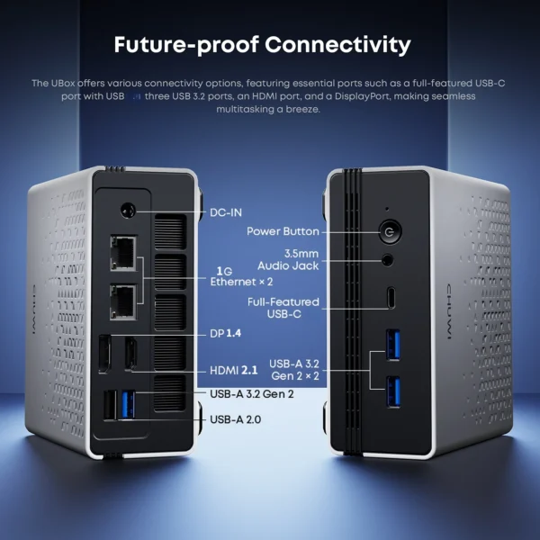 CHUWI UBox Mini PC AMD Ryzen 5 6600H 16GB DDR5 512GB SSD Windows 11 Pro 4K 240Hz Decording WiFi 6 BT 5.3 Extend M.2 1T*2  650g