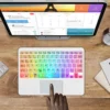 RGB Rainbow Backlit Wireless Bluetooth Keyboard Touchpad and Mouse Wireless Spanish Korean Keyboard for iPad Laptops Tablet PC