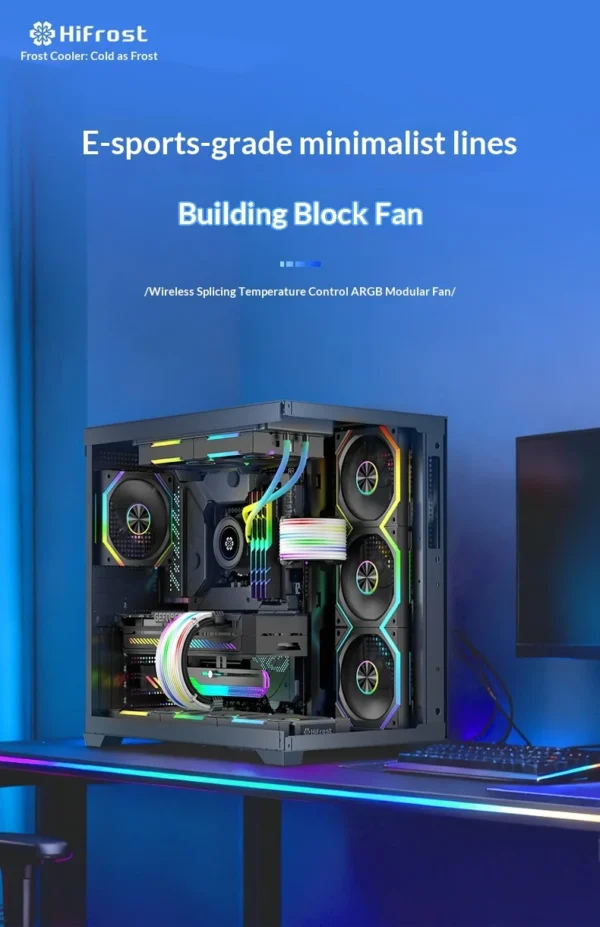 Hifrost Ice Chain Modular 120mm ARGB PC Case Cooling Fans Wireless Thermostatic Sync Lighting For Gaming Chassis CPU Cooler