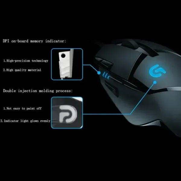 Logitech G402 Wired Gaming Mouse, Ergonomic, High Precision, Suitable for E-Sports and Office, Compatible with Laptops
