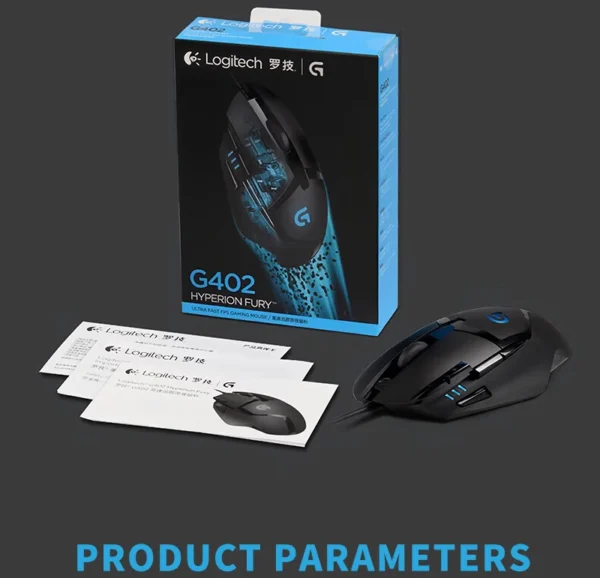 Logitech G402 Wired Gaming Mouse, Ergonomic, High Precision, Suitable for E-Sports and Office, Compatible with Laptops