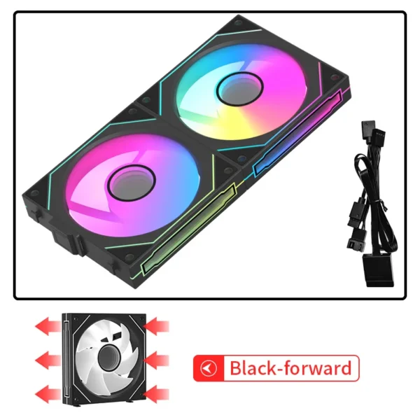 Coolcirc Cableless PC Case Fan 12V/4Pin PWM 800-1800RPM Silent 5V/3Pin ARGB Triple Pack 120mm Ventilator Use for Water Cooling