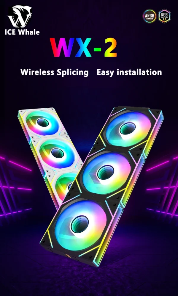 ICE Whale WX-2 ARGB Wireless Splicing Fan 12CM Air-Cooled Cooling Chassis Component 1800RPM Chassis Fan