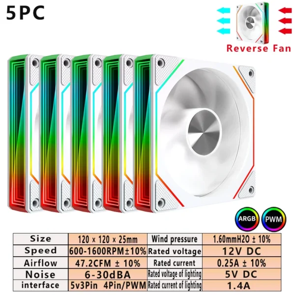 ARGB PC Case Fan 120mm Infinity Mirror Design Motherboard Lighting Sync 4PIN PWM CPU Cooler Fan ventilador Air-cooler mute fans