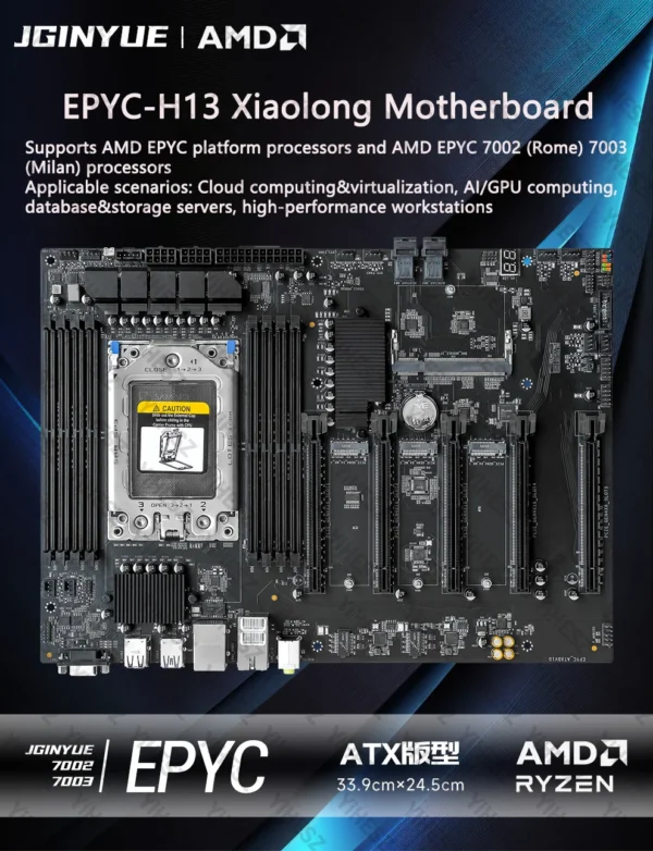 JGINYUE H13 DIY EPYC AMD Motherboard Set With AMD EPYC 7002/7003 Series CPU 8*DDR4 RAM Support IPMI DUAL 2.5G Network BMC Module