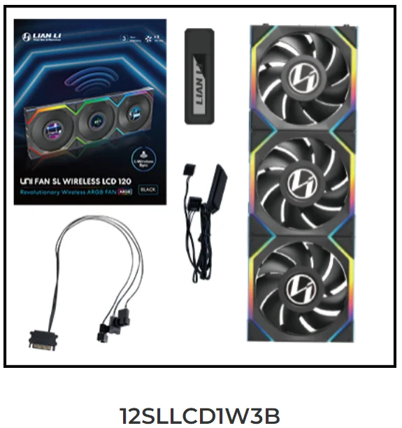 LIAN LI UNI FAN SL Wireless 120 Single Pack , Reverse Blade Triple Pack, LCD 120 Single Pack, Case fan, water cooled fan