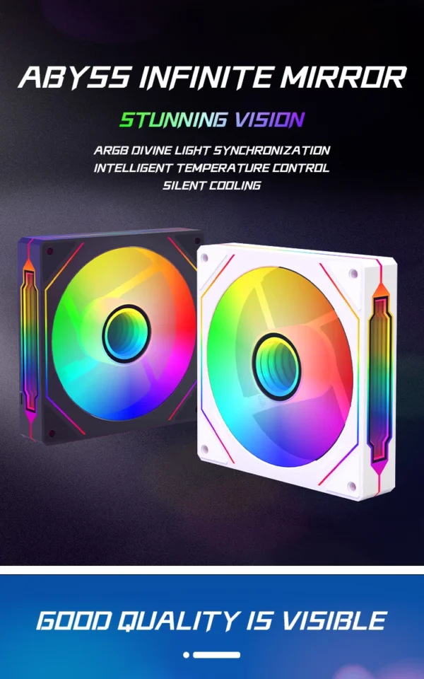 PRISM IV PRO Case Cooling Fan 120mm 5V 3 PIN ARGB, 12V 4 PIN PWM, for CPU & Case,Infinity Mirror Series,1650 RPM, 65 CFM