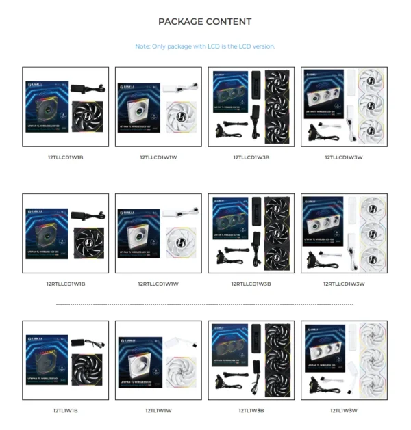 LIANLI UNI FAN TL120 Wireless version and TL LCD120 Screen fan There are positive leaves and inverse leaves. Individual pack,