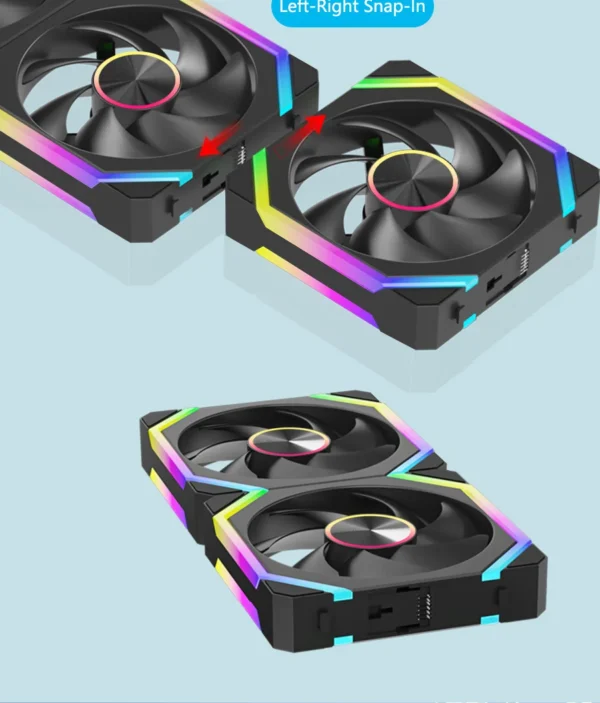 JUMPEAK HS120 Halo ARGB Cooling Fan 360mm 240mm Modular Stackable Splicing 120mm RGB Fans Kit For Gaming PC Case Water Cooler