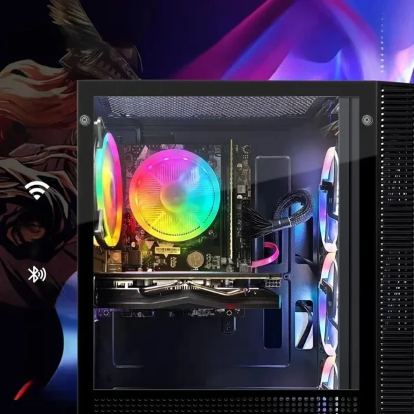 Gaming PC Desktop,Radeon RX 580 8G GDDR5, 10th Gen G5905 3.5G, 16G RAM, 512G SSD, WiFi, BT 5.0, RGB Fan x 4, RGB Mouse Pad