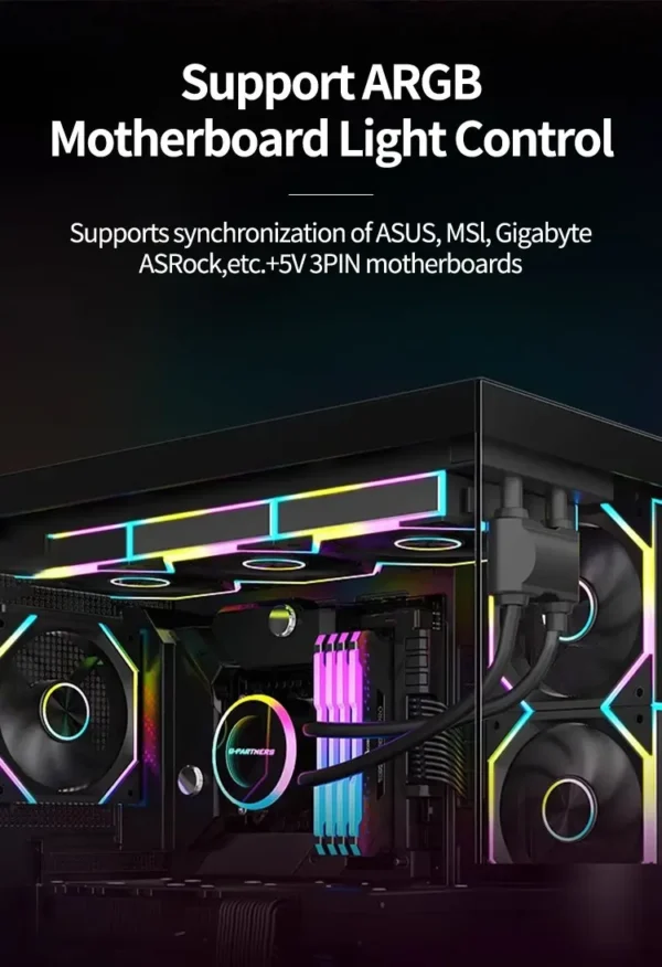 Teucer 12cm Silent PWM Control Fan 5V 3Pin ARGB with AURA SYNC 4Pin Chassis Fan for PC Case Water Cooling