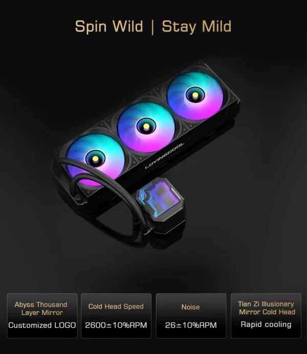 LOVINGCOOL AK water cooler 240mm 360mm broken code screen dynamic digital display liquid cooler ARGB Abyss Mirror Cold radiator
