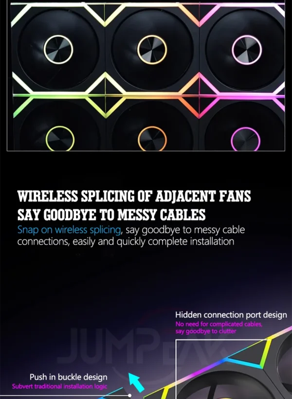 JUMPEAK DS120 Face-Changing ARGB Cooling Fan 360mm 240mm Modular Stackable Splicing 120mm RGB Fans For Gaming PC Case CPU Cooler