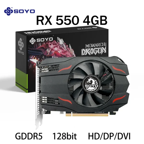 SOYO AMD Radeon RX550 4GB GPU GDDR5 14nm For Desktop PC Games Video RX560 Graphics Card 128bit RX 550 Computer Components