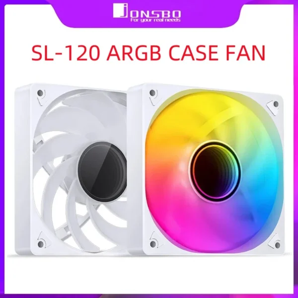 Jonsbo SL-120 12CM Case Fan 120mm 5V 3Pin ARGB Light Effect PWM Forward/Reverse Cooling Fan  High Air Volume Slient Fan